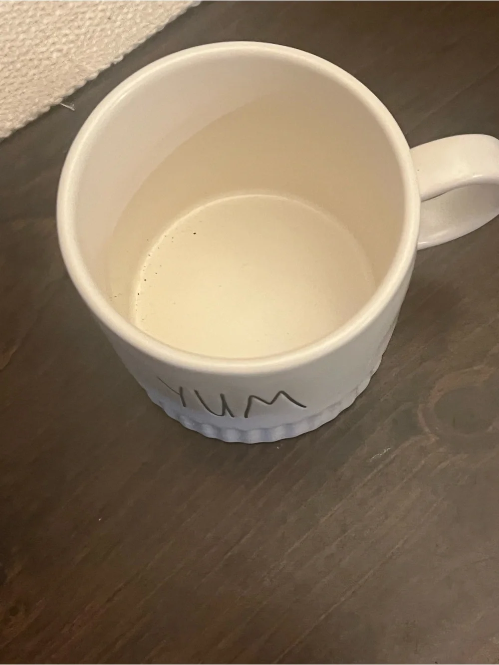Rae Dunn YUM White Ceramic Mug with Handle